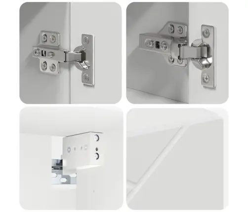 Vonios Baldų Rinkinys 4 Pcs Balta Inžinerinė Mediena Ir Metalas