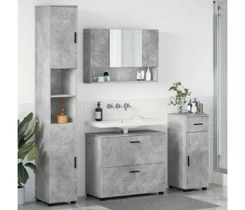 Vannitoa Mööbleset Sahtliga Uksega 4 Pcs Betoonihall Tehispuit