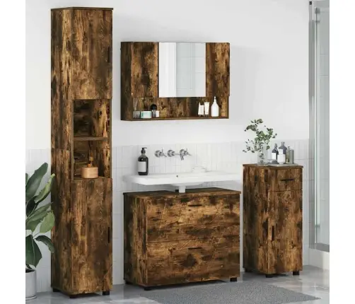 Vannas Istabas Mēbeļu Komplekts 4 Pcs Dūmakaina Ozolkoka Vidaxl