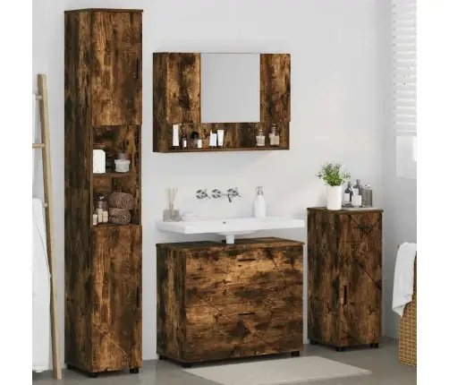 Vannas Istabas Mēbeļu Komplekts 4 Pcs Dūmakaina Ozolkoka Vidaxl