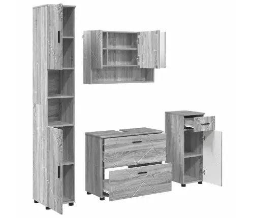 Vannas Istabas Mēbeļu Komplekts 4 Pcs Pelēka Sonomas Ozola Vidaxl