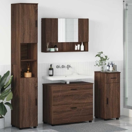 Vannitoa Mööbleset 4 Pcs Pruun Tamm 30 X 35 X 192 Cm Tehispuit