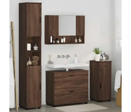 Vannitoa Mööbleset 4 Pcs Pruun Tamm 30 X 35 X 192 Cm Tehispuit