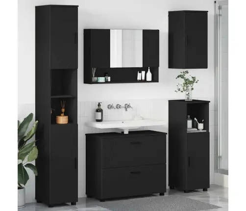 Vonios Baldų Rinkinys Su Stalčių 5 Pcs Juoda 30 X 35 X 192 Cm