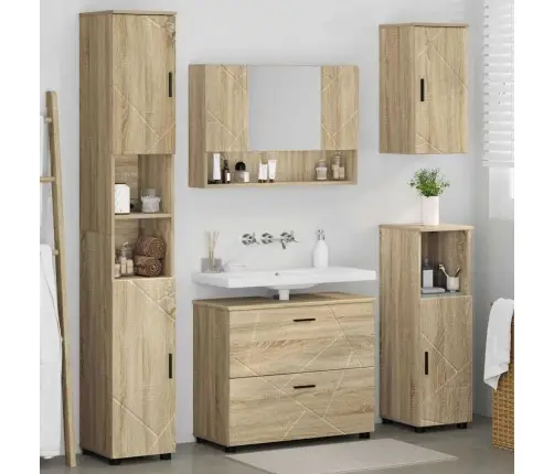 Vannas Istabas Mēbeļu Komplekts Ar Plauktu 5 Pcs Sonomas Ozola Vidaxl