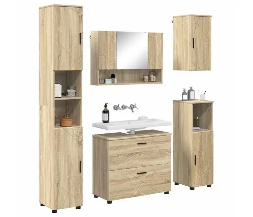 Vannas Istabas Mēbeļu Komplekts Ar Plauktu 5 Pcs Sonomas Ozola Vidaxl