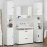 Vonios Baldų Rinkinys Su Stalčių 5 Pcs Ypatingai Blizgi Balta