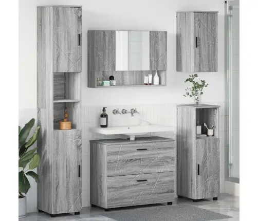 Vannas Istabas Mēbeļu Komplekts 5 Pcs Pelēka Sonomas Ozola Vidaxl
