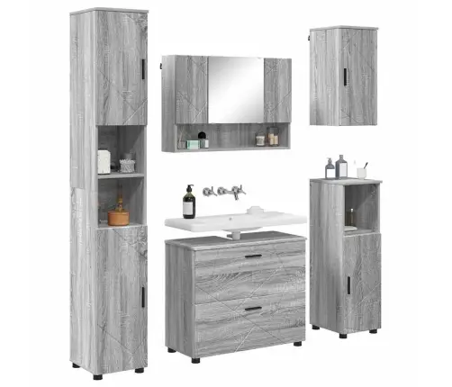 Vannas Istabas Mēbeļu Komplekts 5 Pcs Pelēka Sonomas Ozola Vidaxl