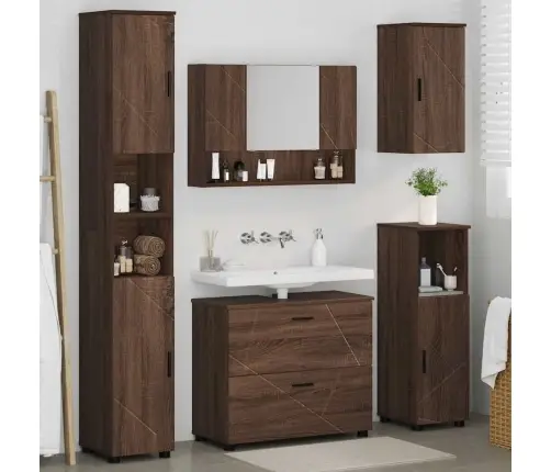 Vannas Istabas Mēbeļu Komplekts Ar Plauktu 5 Pcs Brūna Ozolkoka Vidaxl