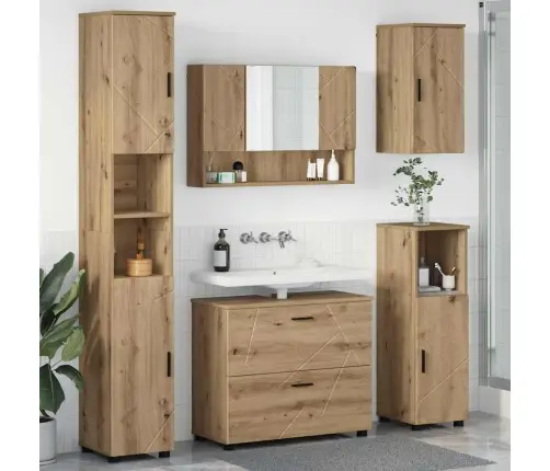 Vonios Baldų Rinkinys 5 Pcs Artisano Ąžuolo Apdirbta Mediena