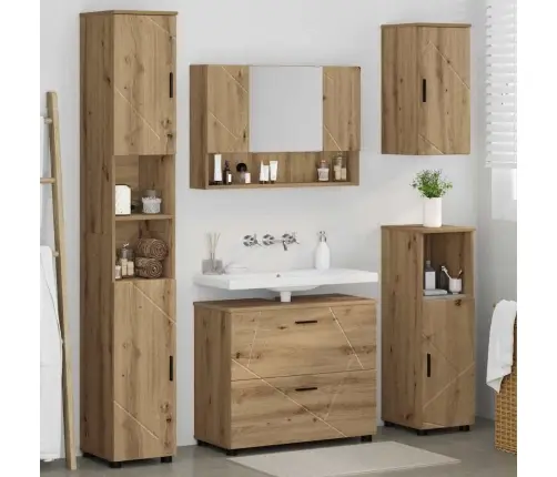 Vonios Baldų Rinkinys 5 Pcs Artisano Ąžuolo Apdirbta Mediena