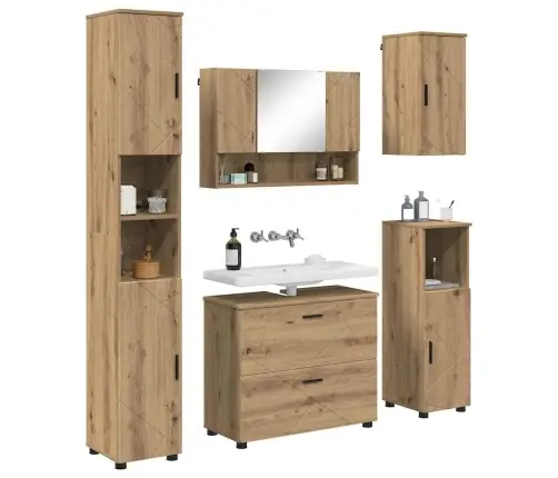 Vonios Baldų Rinkinys 5 Pcs Artisano Ąžuolo Apdirbta Mediena