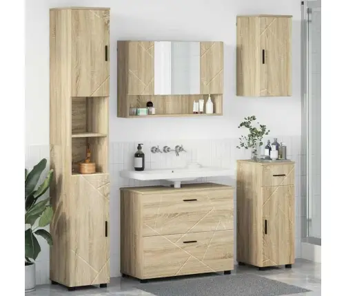 Vannas Istabas Mēbeļu Komplekts Ar Plauktu 5 Pcs Sonomas Ozola Vidaxl