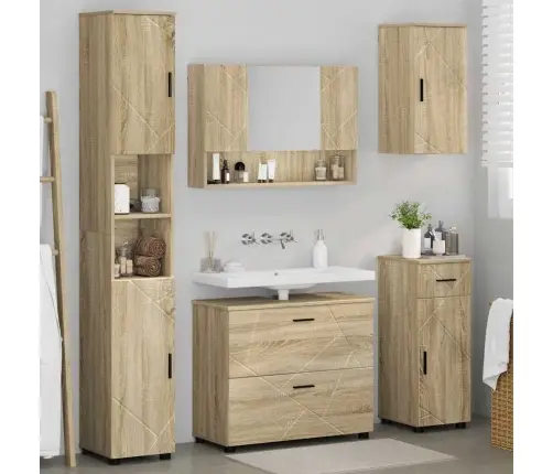 Vannas Istabas Mēbeļu Komplekts Ar Plauktu 5 Pcs Sonomas Ozola Vidaxl