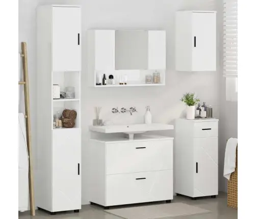 Vannas Istabas Mēbeļu Komplekts Ar Plauktu 5 Pcs Spīdīgi Balta Vidaxl