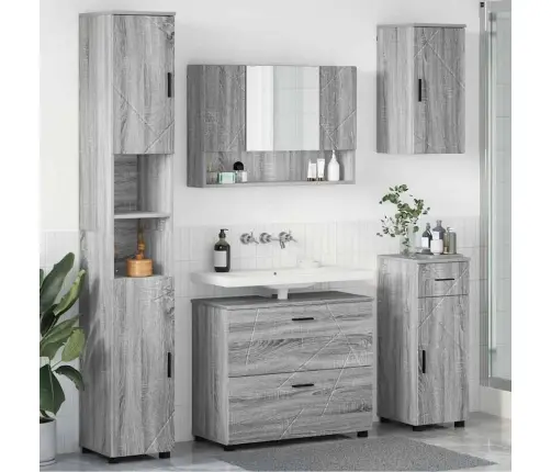 Vannas Istabas Mēbeļu Komplekts 5 Pcs Pelēka Sonomas Ozola Vidaxl