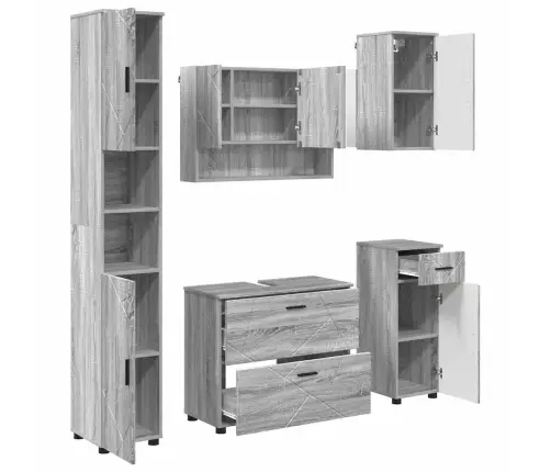 Vannas Istabas Mēbeļu Komplekts 5 Pcs Pelēka Sonomas Ozola Vidaxl