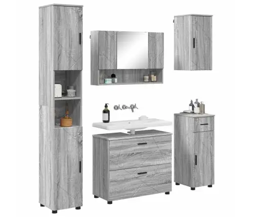 Vannas Istabas Mēbeļu Komplekts 5 Pcs Pelēka Sonomas Ozola Vidaxl