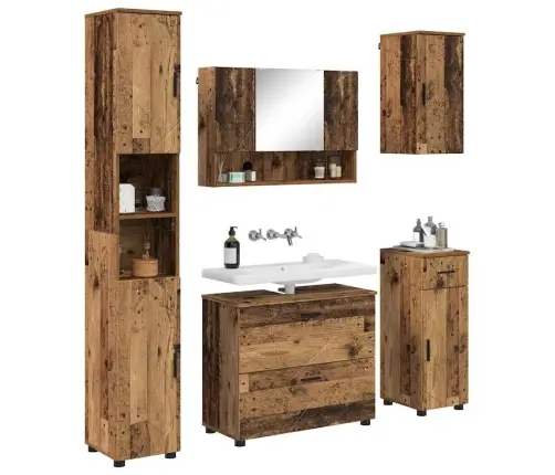 Vannas Istabas Mēbeļu Komplekts Ar Atvilktni 5 Pcs Vecs Koks Vidaxl Vannas Istabas Mēbeļu Komplekts Ar Atvilktni 5 Pcs Vecs Koks Vidaxl