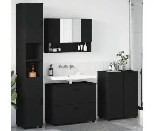 Vannas Istabas Mēbeļu Komplekts 4 Pcs Melna 30 X 35 X 192 Cm Vidaxl