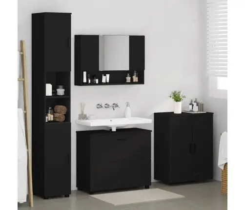 Vannas Istabas Mēbeļu Komplekts 4 Pcs Melna 30 X 35 X 192 Cm Vidaxl
