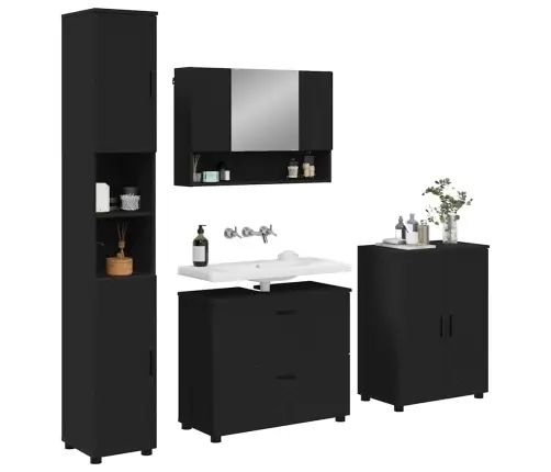 Vannas Istabas Mēbeļu Komplekts 4 Pcs Melna 30 X 35 X 192 Cm Vidaxl