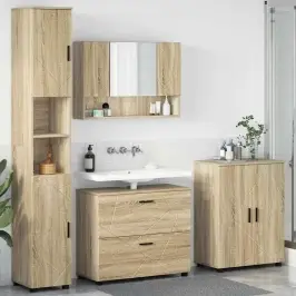 Vannas Istabas Mēbeļu Komplekts Ar Plauktu 4 Pcs Sonomas Ozola Vidaxl Vannas Istabas Mēbeļu Komplekts Ar Plauktu 4 Pcs Sonomas Ozola Vidaxl