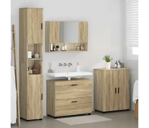 Vonios Baldų Rinkinys 4 Pcs Sonoma Ąžuolas 30 X 35 X 192 Cm Vonios Baldų Rinkinys 4 Pcs Sonoma Ąžuolas 30 X 35 X 192 Cm