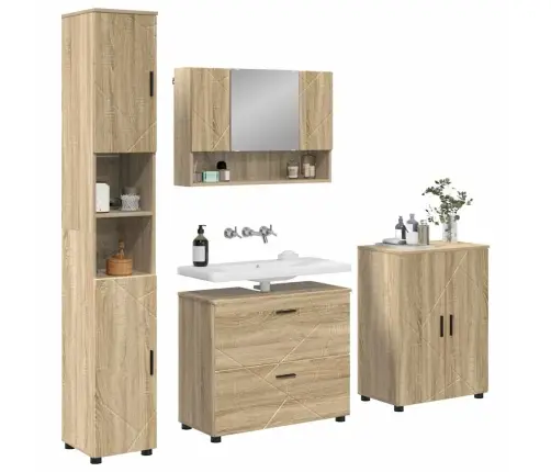 Vonios Baldų Rinkinys 4 Pcs Sonoma Ąžuolas 30 X 35 X 192 Cm Vonios Baldų Rinkinys 4 Pcs Sonoma Ąžuolas 30 X 35 X 192 Cm