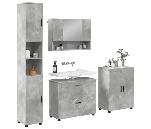 Vannas Istabas Mēbeļu Komplekts Ar Plauktu 4 Pcs Betona Pelēka Vidaxl