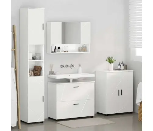 Vannas Istabas Mēbeļu Komplekts Ar Plauktu 4 Pcs Spīdīgi Balta Vidaxl
