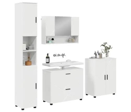 Vannas Istabas Mēbeļu Komplekts Ar Plauktu 4 Pcs Spīdīgi Balta Vidaxl