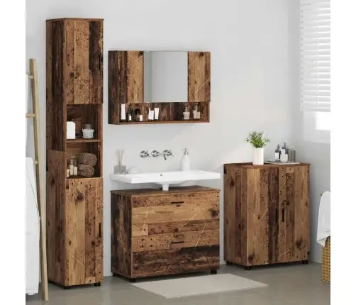 Vonios Baldų Rinkinys 4 Pcs Sena Mediena Apdirbta Mediena