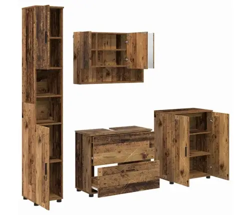 Vonios Baldų Rinkinys 4 Pcs Sena Mediena Apdirbta Mediena