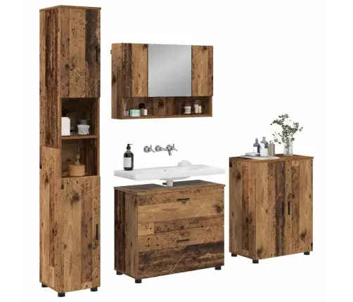 Vonios Baldų Rinkinys 4 Pcs Sena Mediena Apdirbta Mediena