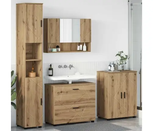 Vannas Istabas Mēbeļu Komplekts Ar Durvīm 4 Pcs Amatnieku Ozola Vidaxl Vannas Istabas Mēbeļu Komplekts Ar Durvīm 4 Pcs Amatnieku Ozola Vidaxl
