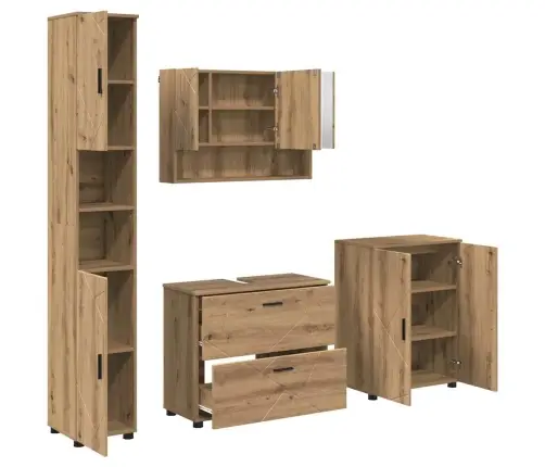 Vannas Istabas Mēbeļu Komplekts Ar Durvīm 4 Pcs Amatnieku Ozola Vidaxl Vannas Istabas Mēbeļu Komplekts Ar Durvīm 4 Pcs Amatnieku Ozola Vidaxl