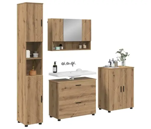Vannas Istabas Mēbeļu Komplekts Ar Durvīm 4 Pcs Amatnieku Ozola Vidaxl Vannas Istabas Mēbeļu Komplekts Ar Durvīm 4 Pcs Amatnieku Ozola Vidaxl