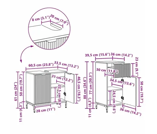 Vannas Istabas Mēbeļu Komplekts 2 Pcs Balts 39.5 X 36 X 88 Cm Vidaxl