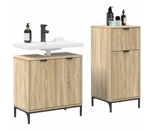 Vannitoa Mööbleset Sahtliga 2 Pcs Sonoma Tamm 39.5 X 36 X 88 Cm