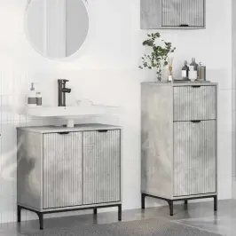 Vannitoa Mööbleset Sahtliga 2 Pcs Betoonihall 39.5 X 36 X 88 Cm