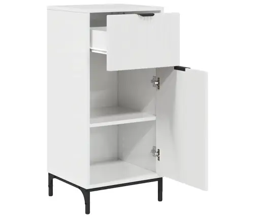 Vonios Baldų Rinkinys Su Stalčių 2 Pcs Aukštai Blizganti Balta