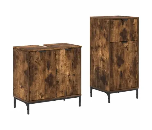 Vannas Istabas Mēbeļu Komplekts 2 Pcs Dūmakaina Ozolkoka Vidaxl