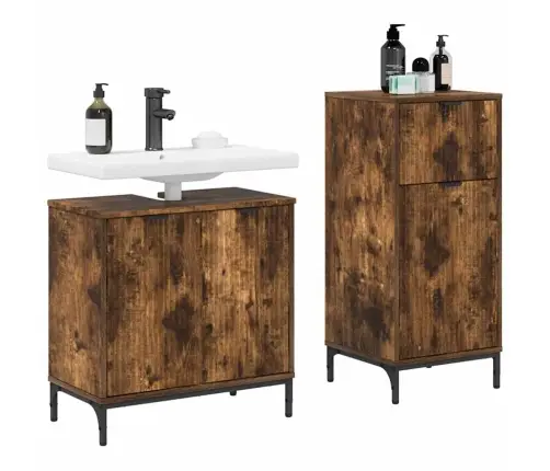 Vannas Istabas Mēbeļu Komplekts 2 Pcs Dūmakaina Ozolkoka Vidaxl