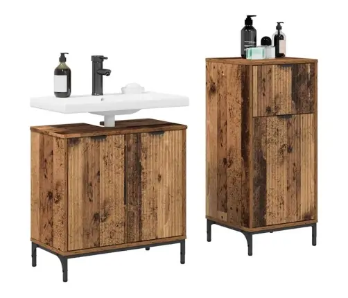 Vannas Istabas Mēbeļu Komplekts Ar Atvilktni 2 Pcs Vecs Koks Vidaxl
