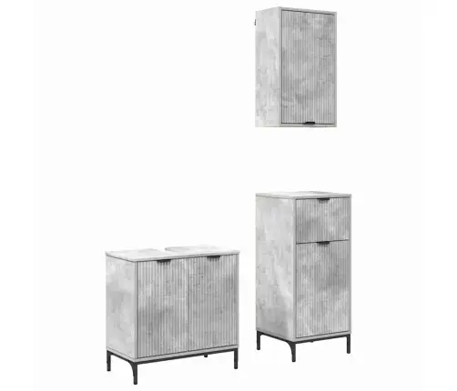 Vannas Istabas Mēbeļu Komplekts Ar Plauktu 3 Pcs Betona Pelēka Vidaxl