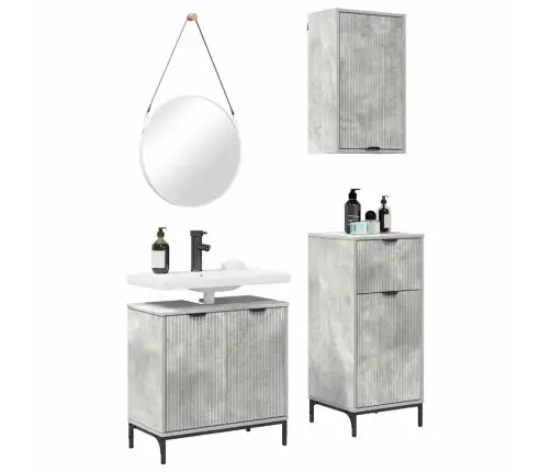Vannas Istabas Mēbeļu Komplekts Ar Plauktu 3 Pcs Betona Pelēka Vidaxl
