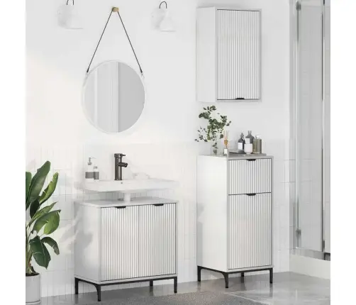 Vannas Istabas Mēbeļu Komplekts Ar Plauktu 3 Pcs Spīdīgi Balta Vidaxl