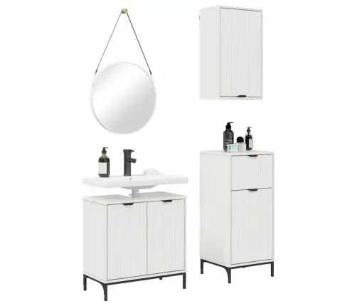 Vannas Istabas Mēbeļu Komplekts Ar Plauktu 3 Pcs Spīdīgi Balta Vidaxl